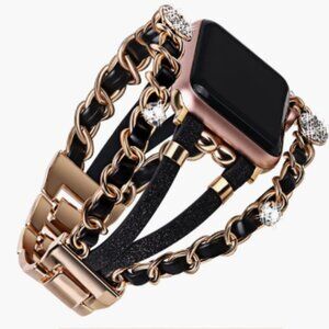 Black/Gold Luxury Rhinestone Apple Watch Band
